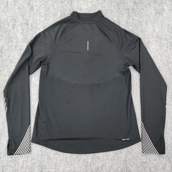 Nike Pullover Womens Medium Black 1/4 Zip Reflective Long Sleeve Thumb Active - Picture 3 of 16
